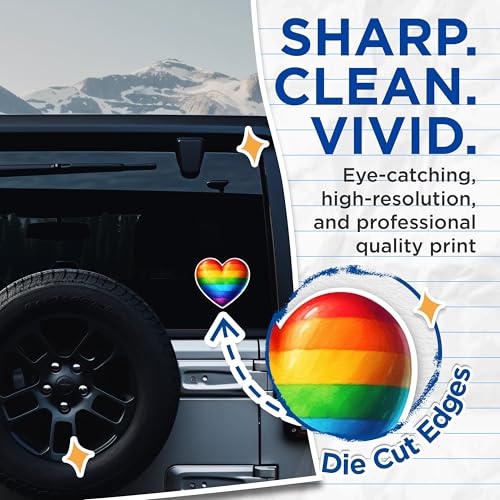 (2 Packs) Rainbow LGBTQ Heart Stickers - Welcoming Inspiring Inclusive Decals - 5 Inches On Longest Side - Premium Vinyl Decal - Sticks to Any Smooth Flat Surface - Made in USA - BMCS2314