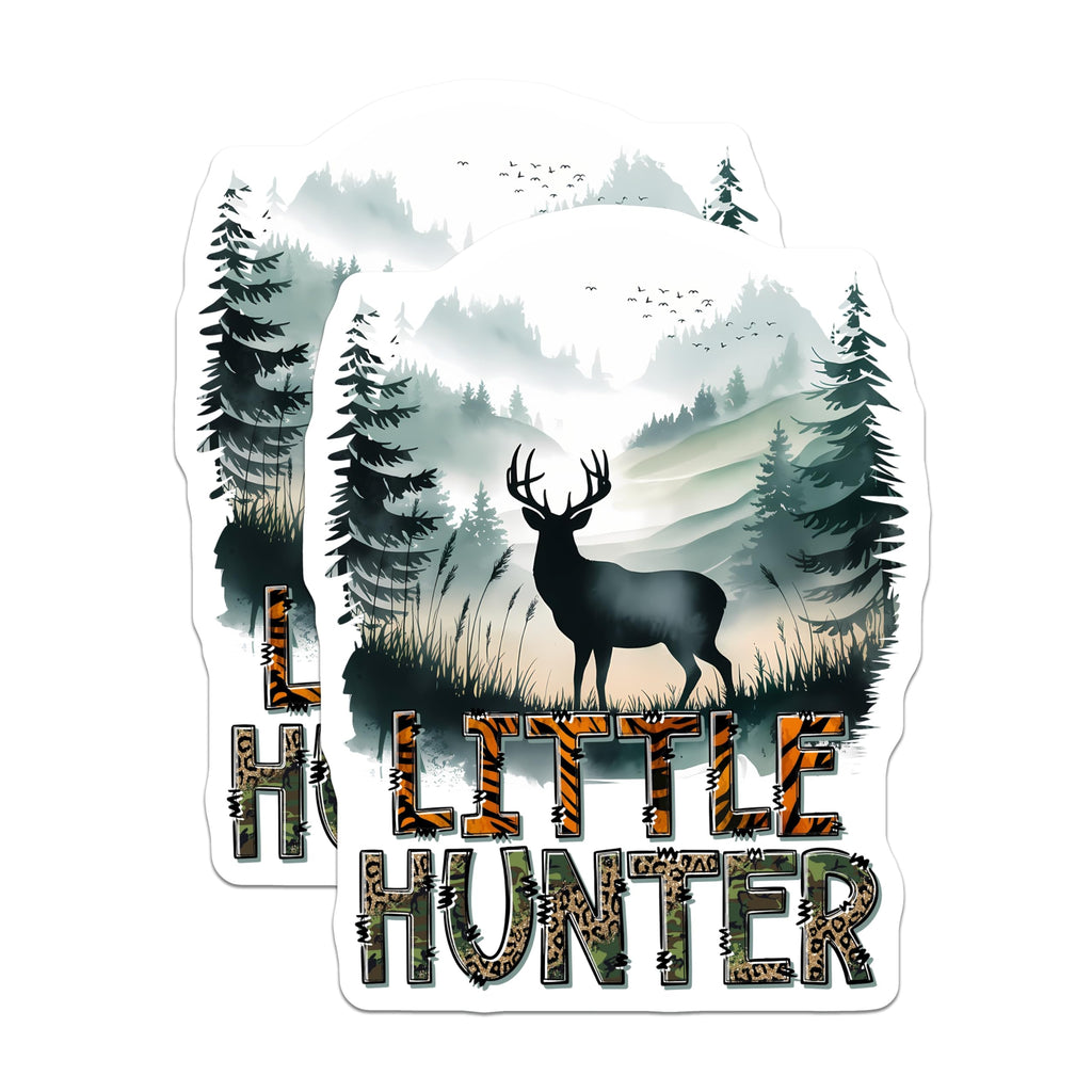 (2 Pack) Deer Hunting Magnets - Little Hunter Decor - Animal Silhouette Art Magnets - 5" On Longest Side - Premium Magnet - for Cars, Refrigerators, Toolboxes, Lockers - Made in USA - MAG16160