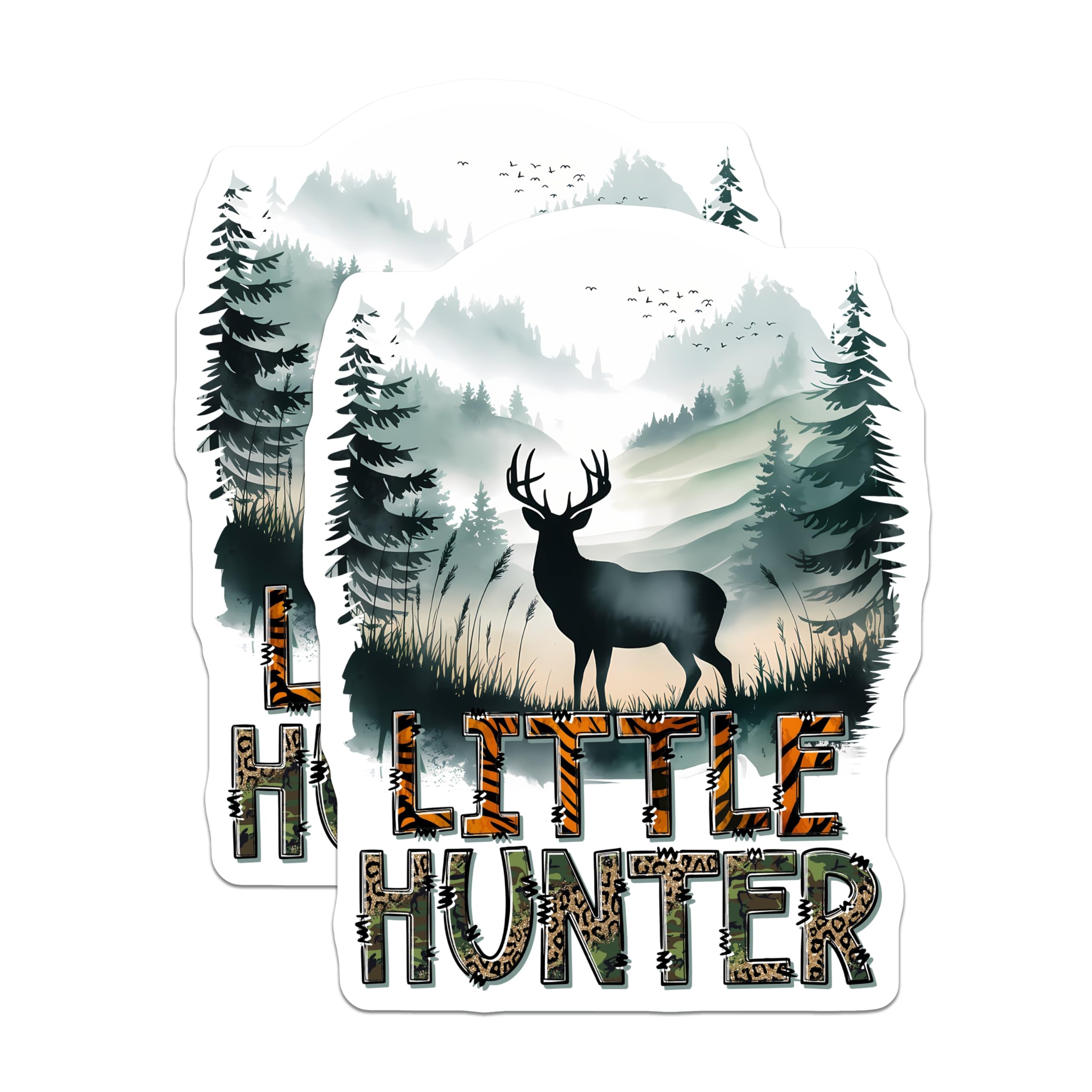 (2 Pack) Deer Hunting Magnets - Little Hunter Decor - Animal Silhouette Art Magnets - 5" On Longest Side - Premium Magnet - for Cars, Refrigerators, Toolboxes, Lockers - Made in USA - MAG16160