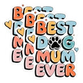 (3 Pack) Best Dog Mum Decals - Cute Paw Print - Pet Lover Accessories - 3 Inches On Longest Side - Easy Peel & Apply - Made in USA - 3MCS7375
