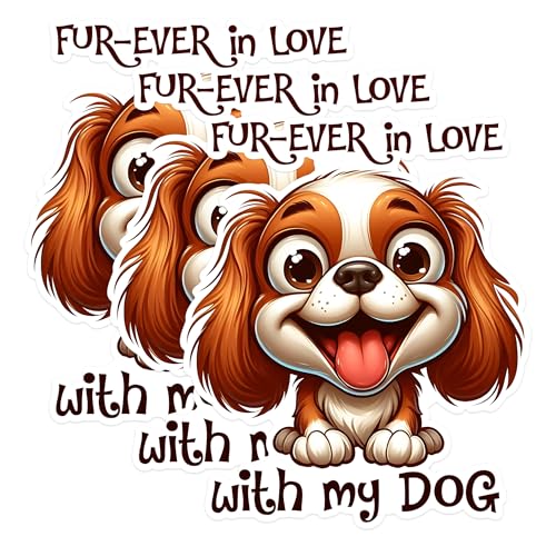 (3 Pack) Fur-Ever Love Dog Decals - Cute Puppy Stickers - Dog Lover Laptop Decal - 3 Inches On Longest Side - Easy Peel & Apply - Made in USA - 3MCS1613