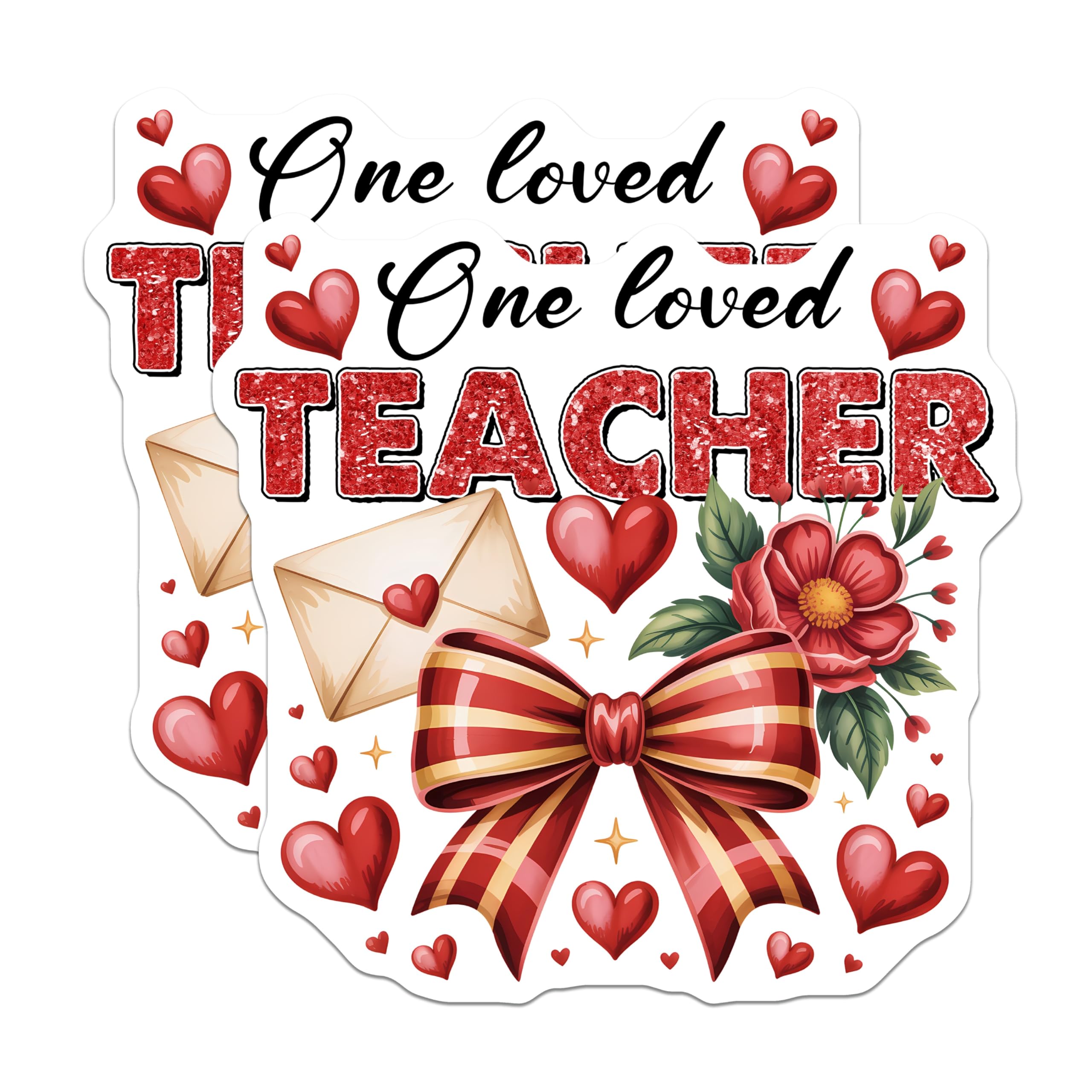 (2 Pack) Teacher Appreciation Magnets - One Loved Teacher - Teacher Decor - 5" On Longest Side - Premium Magnet - for Cars, Refrigerators, Toolboxes, Lockers - Made in USA - MAG17094