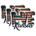 (3 Pack) Kansas Decals - Love Kansas - Patriotic Decal - State Pride - 3 Inches On Longest Side - Easy Peel & Apply - Made in USA - 3MCS0307