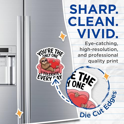 (2 Pack) Sloth Love Magnets - Youre The Only One I Tolerate Everyday - Cute Animal Magnets - Sloth Heart Magnet Pack - 5" On Longest Side - for Cars, Fridges, Toolboxes - Made in USA - MAG4616