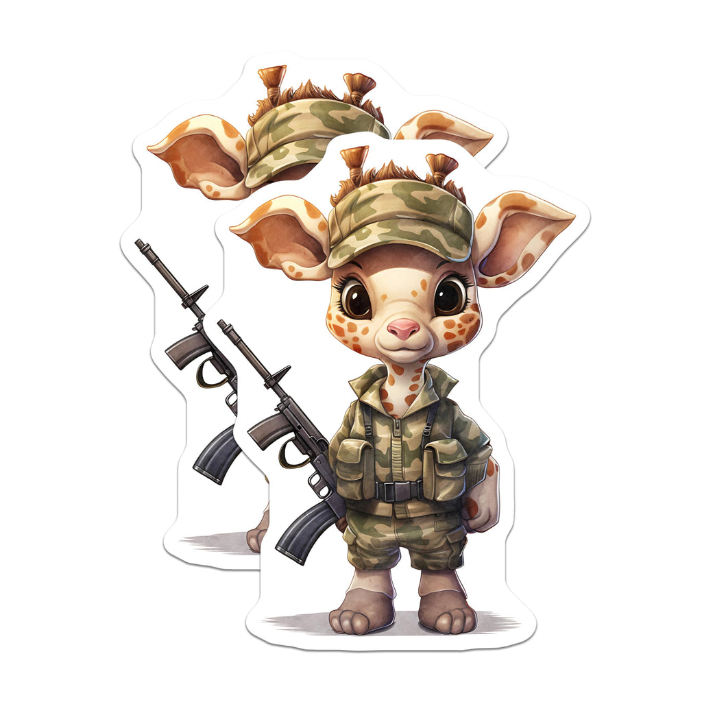 (2 Pack) Giraffe Soldier Magnets - Armed Animal Artwork - Whimsical Refrigerator Decor - 5" On Longest Side - Premium Magnet - for Cars, Refrigerators, Toolboxes, Lockers - Made in USA - MAG16565