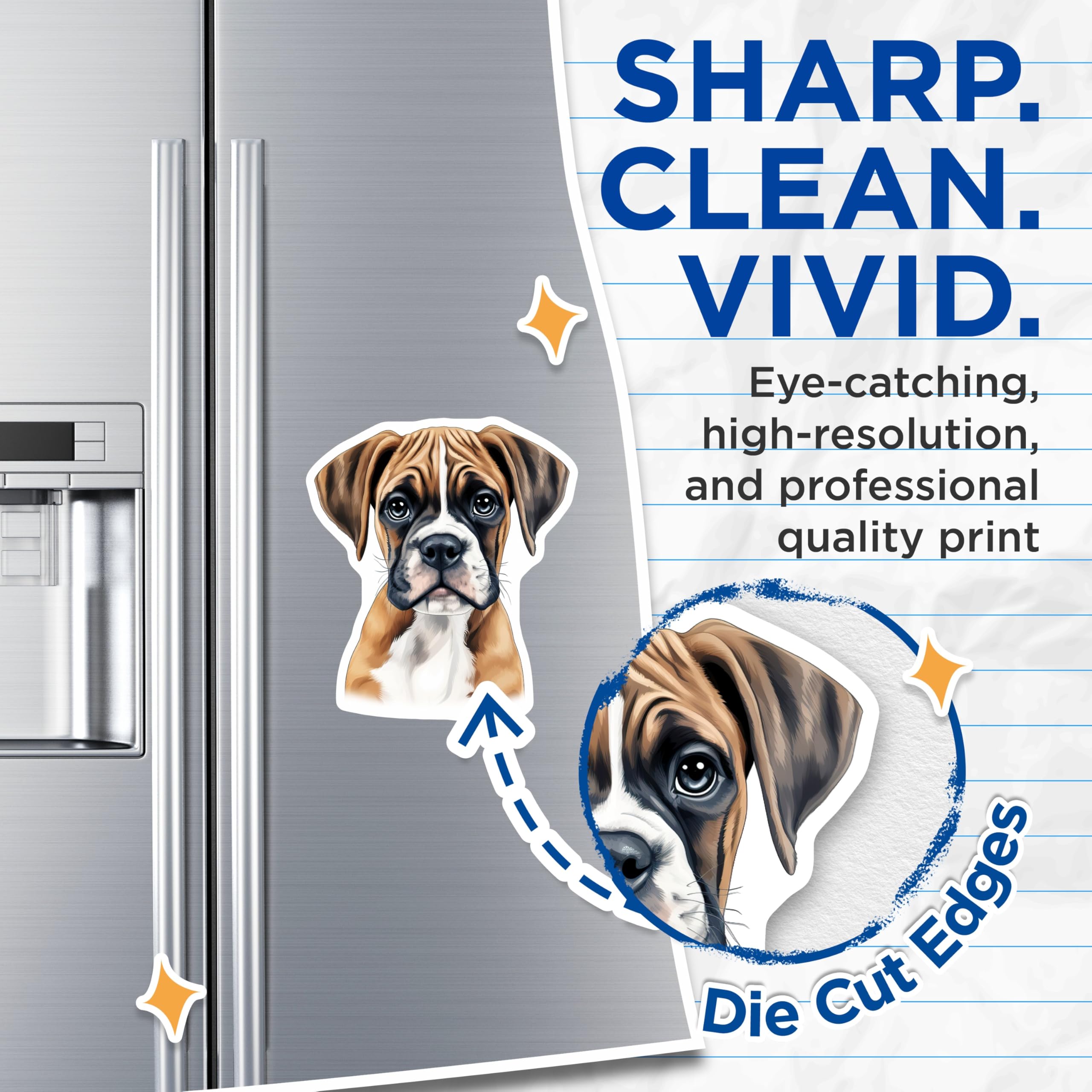 (2 Pack) Boxer Puppy Dog Magnets - Adorable Pet Lover Present - Boxer Mom Dad Kitchen Home Decor - 5 Inches On Longest Side - Thick Durable Magnet - Made in USA - MAG27438