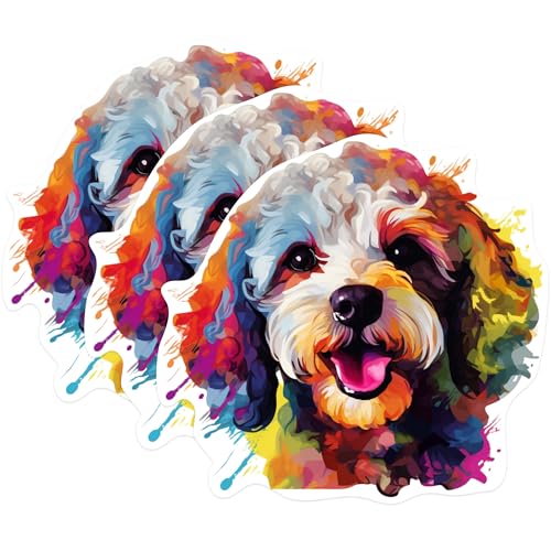 (3 Pack) Cavapoo Decals - Colorful Dog Breed - Laptop Decals - 3 Inches On Longest Side - Easy Peel & Apply - Made in USA - 3MCS0796