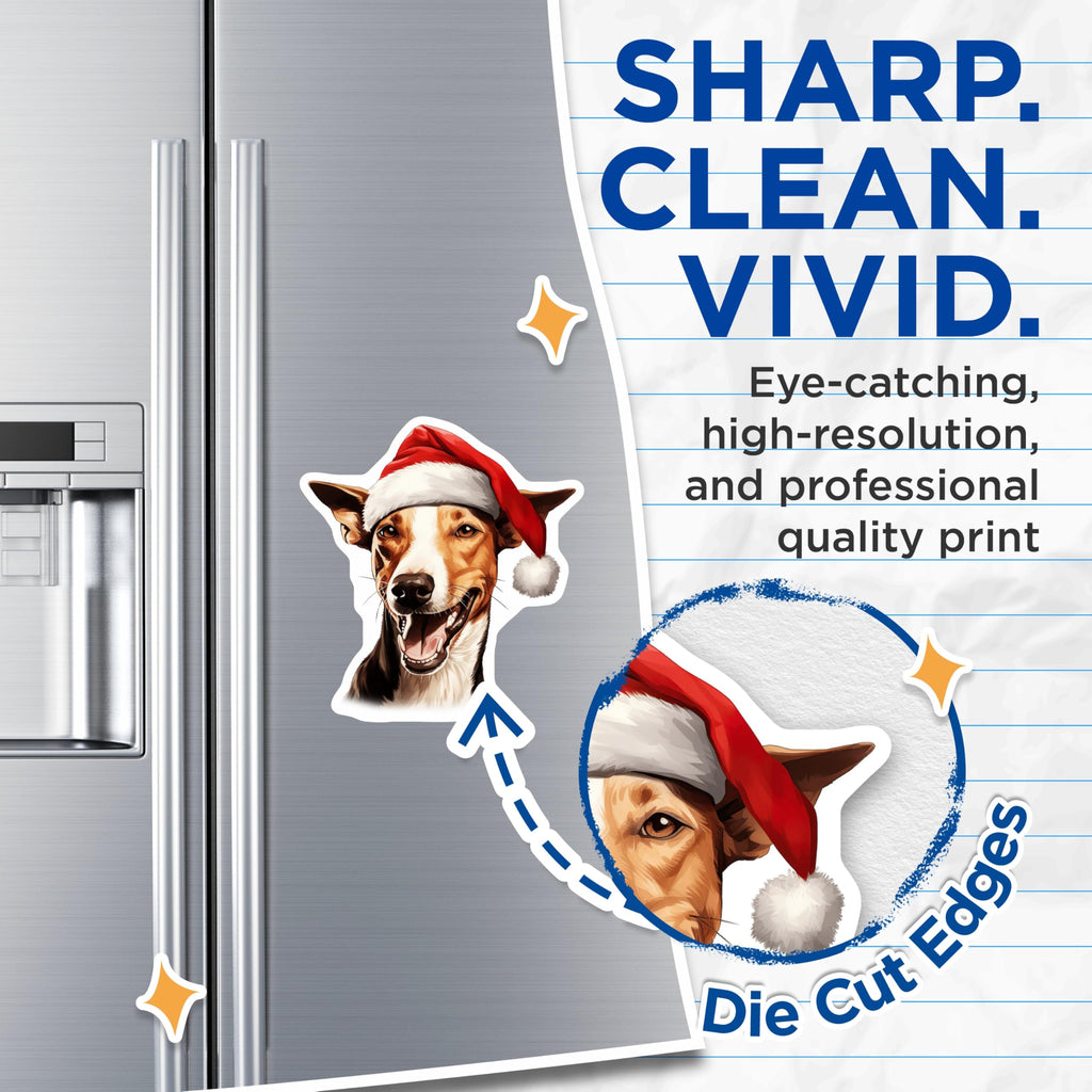 (2 Pack) Christmas Dog Magnets - Santa Hat Dog Head - Holiday Pet Refrigerator Accent - Dog Lover Christmas Decor - 5 Inches On Longest Side - Thick Durable Magnet - Made in USA - MAG25713