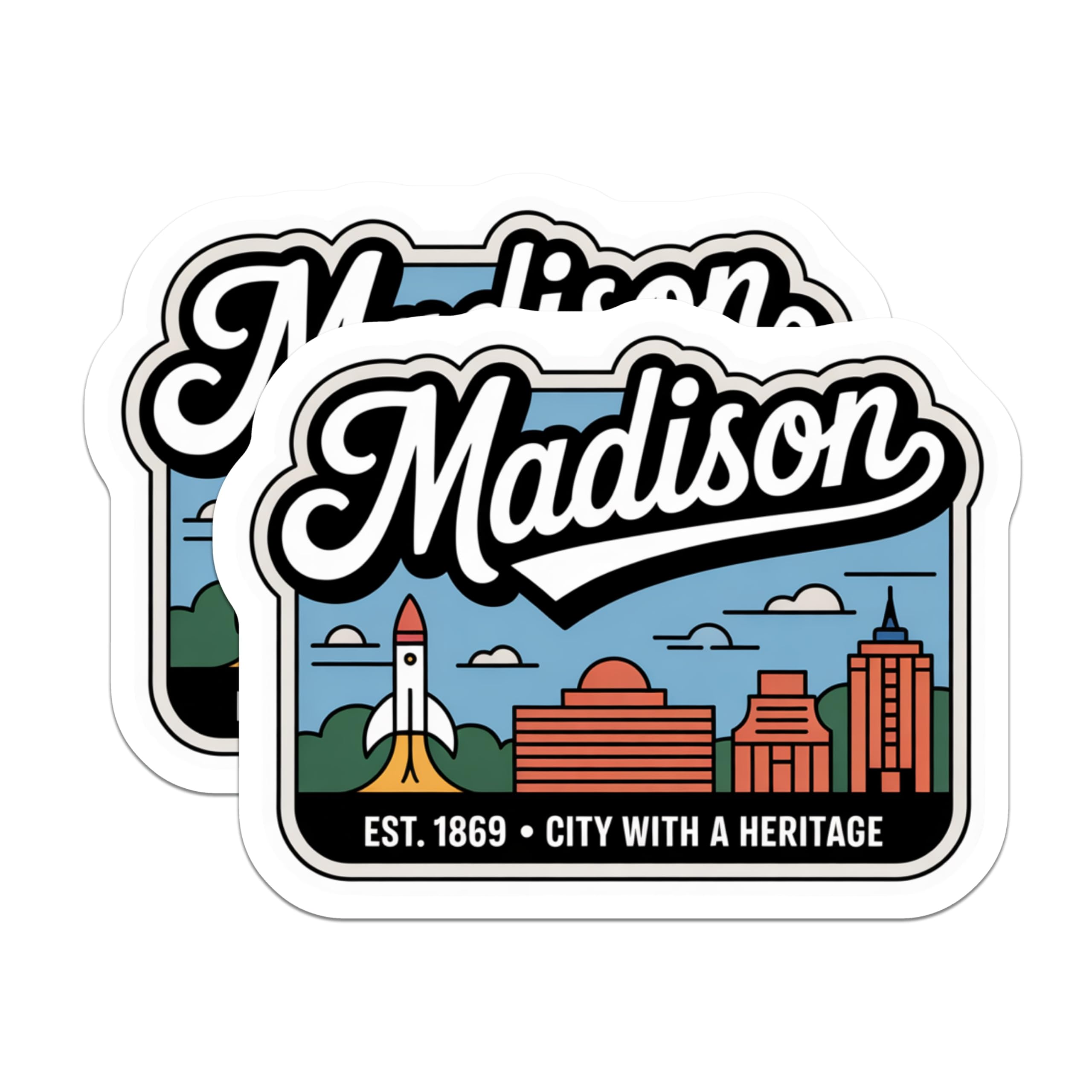 (2 Pack) Madison Wisconsin Magnets - Cityscape Souvenir - Fridge Home Decor - 5" On Longest Side - Premium Magnet - for Cars, Refrigerators, Toolboxes, Lockers - Made in USA - MAG18301