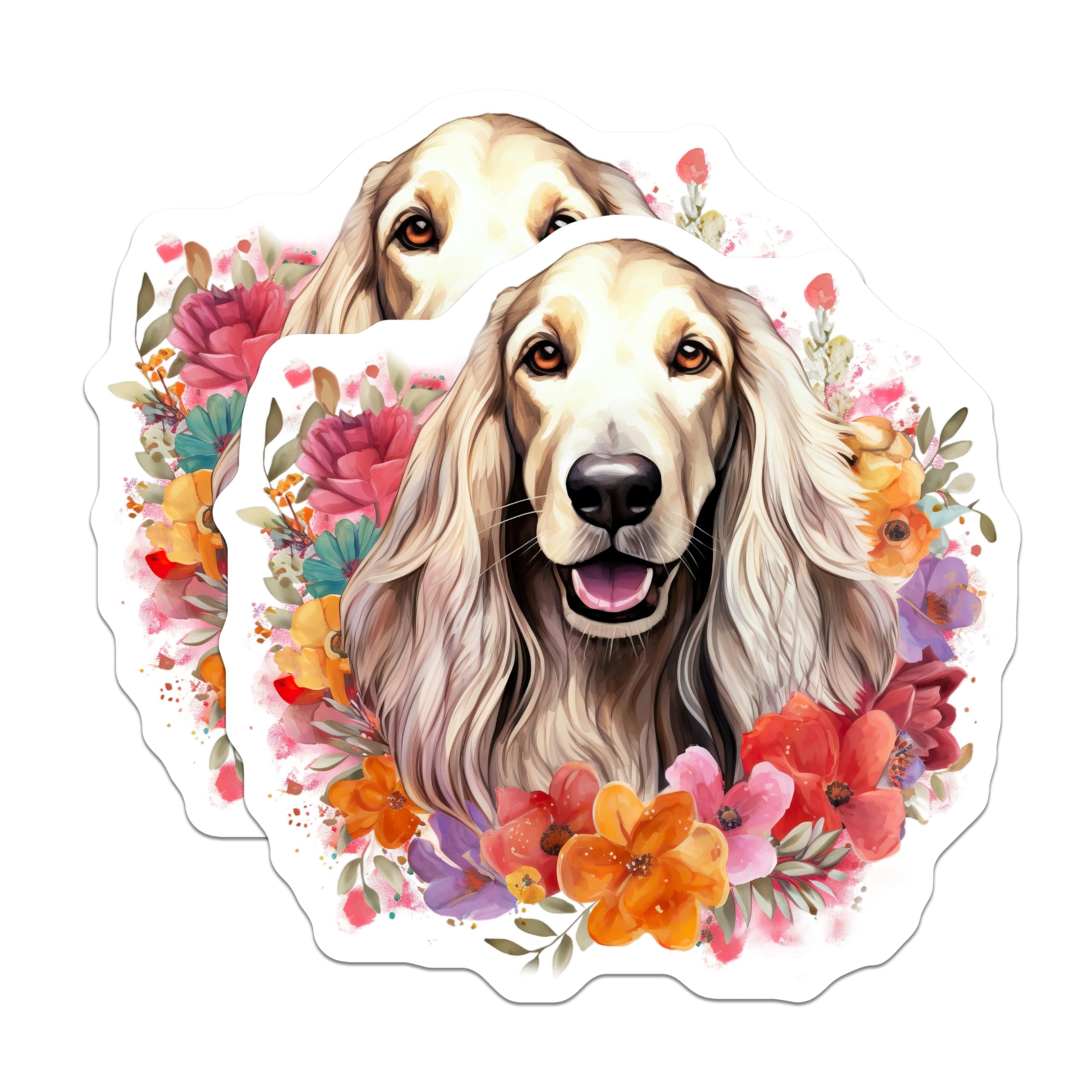 (2 Pack) Happy Spaniel Dog Magnets - Vibrant Floral Pet Decor - Dog Mom Refrigerator Accessory for Pet Owners - 5 Inches On Longest Side - Thick Durable Magnet - Made in USA - MAG25418