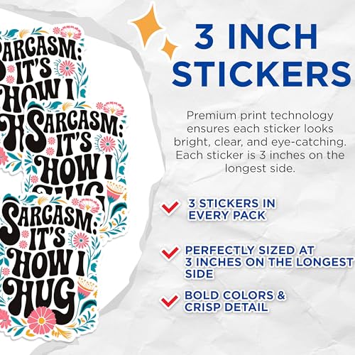 (3 Pack) Sarcasm How I Hug Decals - Funny Quote Decal - Sarcastic Decal - 3 Inches On Longest Side - Easy Peel & Apply - Made in USA - 3MCS1820