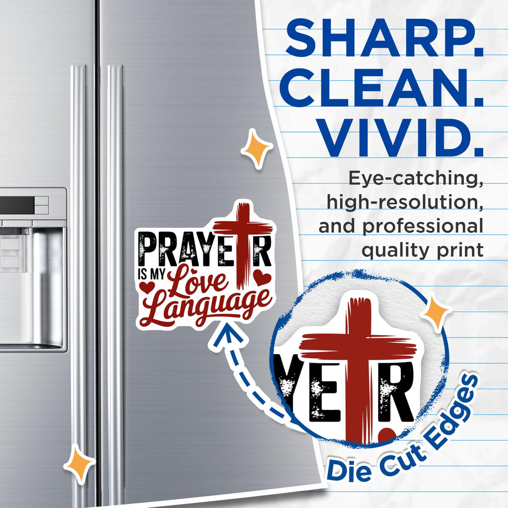 (2 Pack) Prayer is My Love Language Magnets - Christian Faith Refrigerator Decor - Inspirational Spiritual Art Display - 5 Inches On Longest Side - Thick Durable Magnet - Made in USA - MAG23189