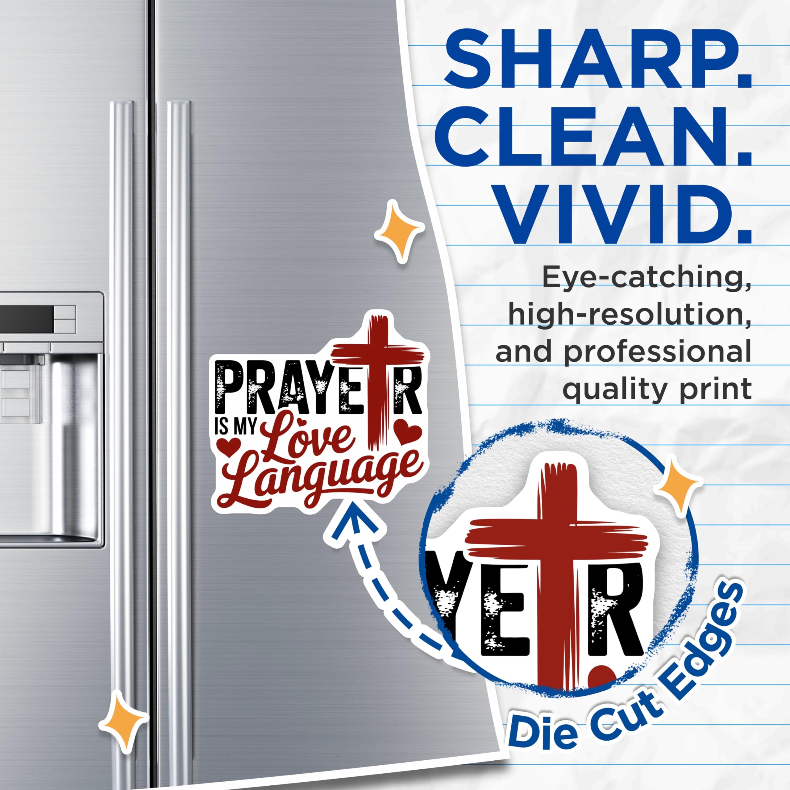 (2 Pack) Prayer is My Love Language Magnets - Christian Faith Refrigerator Decor - Inspirational Spiritual Art Display - 5 Inches On Longest Side - Thick Durable Magnet - Made in USA - MAG23189