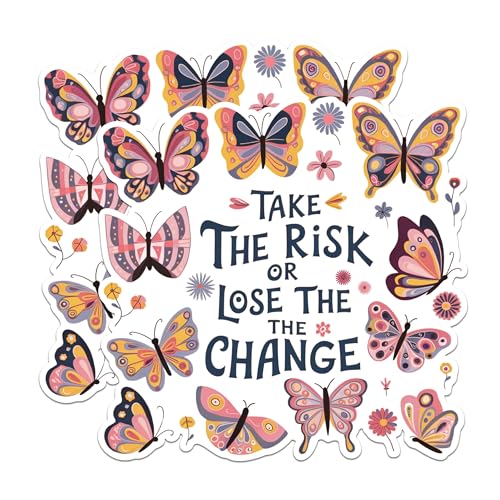 (2 Pack) Motivational Quote Stickers - Butterfly Stickers - Inspirational Stickers - 5" On Longest Side - Sticks to Any Smooth Flat Surface - Made in USA - BMCS2578