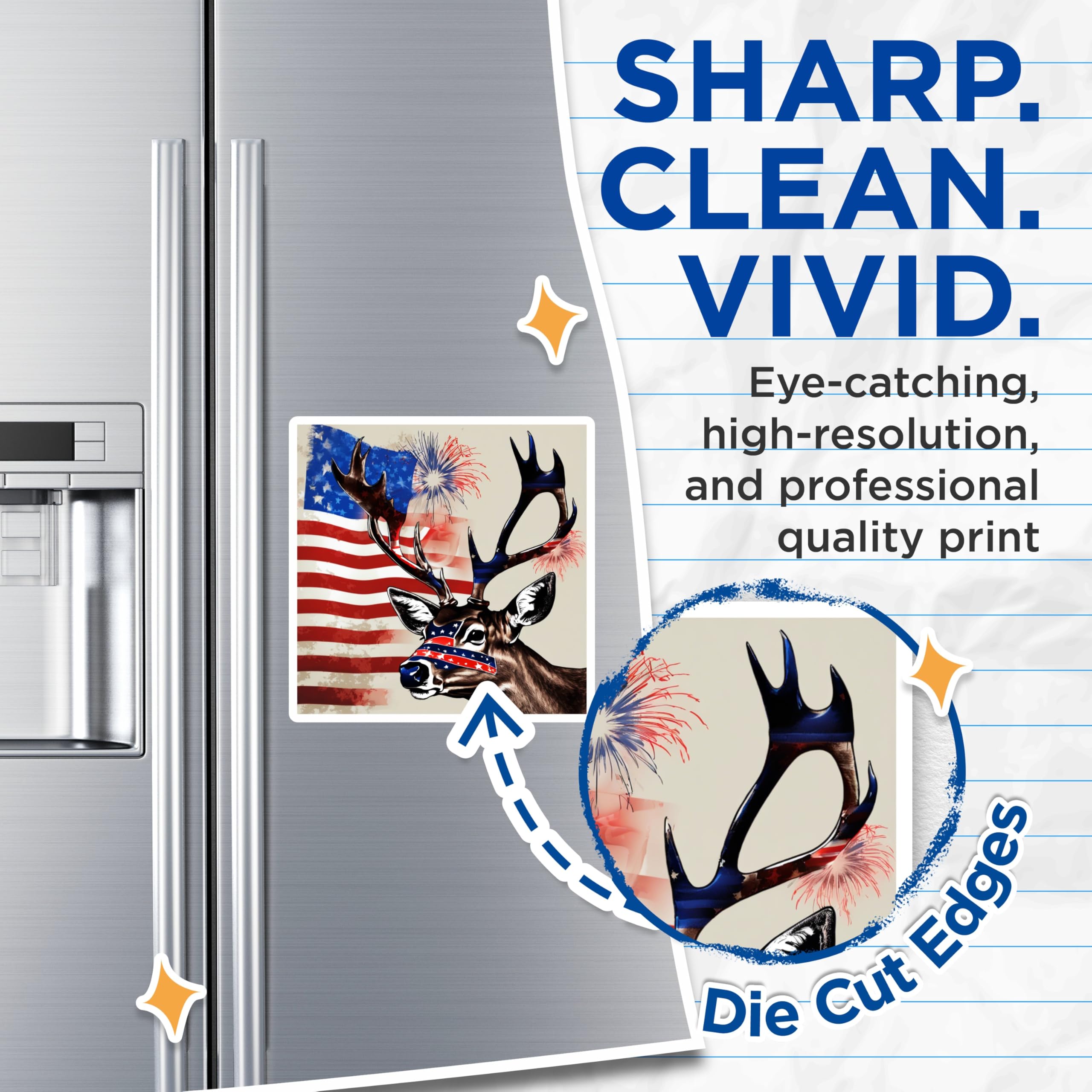 (2 Pack) Patriotic Deer Magnets - American Flag Antlers Wildlife Art - 4th of July Independence Day Decor - USA Proud Hunter - 5 Inches On Longest Side - Thick Durable Magnet - Made in USA - MAG19545
