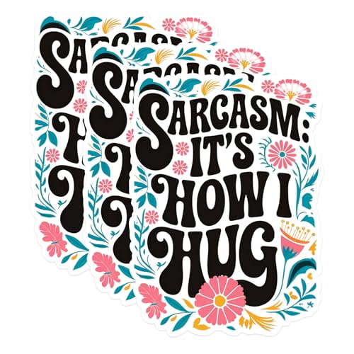 (3 Pack) Sarcasm How I Hug Decals - Funny Quote Decal - Sarcastic Decal - 3 Inches On Longest Side - Easy Peel & Apply - Made in USA - 3MCS1820