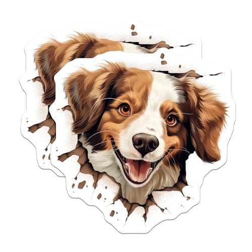 (2 Pack) Cute Dog Fridge Decor Magnet - Pet Lover Kitchen Accessory - 5" On Longest Side - Sticks to Smooth Flat Surfaces - Made in USA - MAG10209