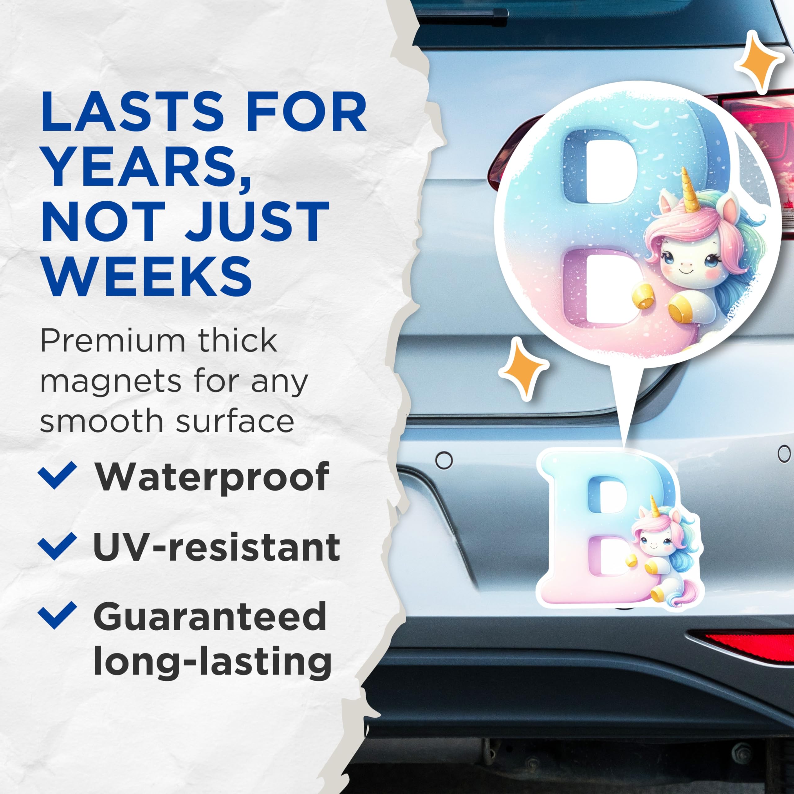 (2 Pack) Letter D Unicorn Magnets - Initial D - Refrigerator Magnets - 5" On Longest Side - Premium Magnet - for Cars, Refrigerators, Toolboxes, Lockers - Made in USA - MAG14397