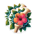 (2 Pack) Anatomical Hibiscus Magnets - Osteo Botanical Decor - Unique Science Art - 5 Inches On Longest Side - Thick Durable Magnet - Made in USA - MAG19679
