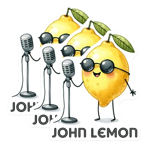 (3 Pack) John Lemon Decals - Funny Lemon Sticker - Fruit Laptop Decals - 3 Inches On Longest Side - Easy Peel & Apply - Made in USA - 3MCS6353