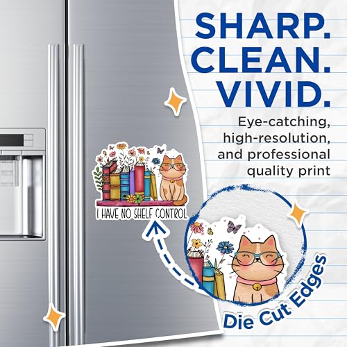 (2 Pack) I Have No Shelf Control Magnets - Cat and Books Magnets - Cute Cat and Bookshelf Magnets- 5" On Longest Side - for Fridges, Toolboxes, Cars - Made in USA - MAG2977