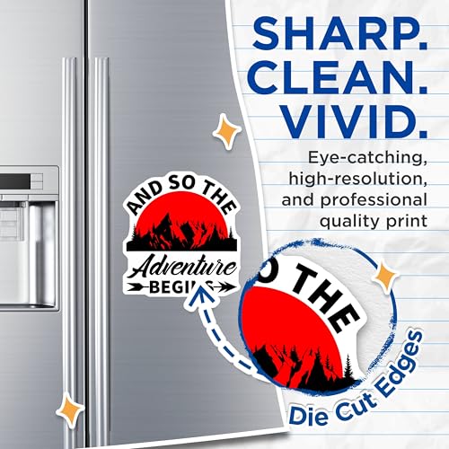 (2 Pack) and So The Adventure Begins Magnets Magnets - Mountain Landscape - Travel Motivation Magnet - 5" On Longest Side - Made in USA - Sticks to Refrigerators & Metal Surfaces - MAG8513