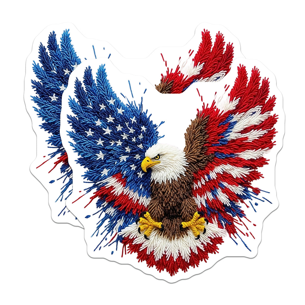 (2 Pack) Patriotic Eagle Magnets - American Flag Decor - USA Freedom - Veterans Day - 5 Inches On Longest Side - Thick Durable Magnet - Made in USA - MAG39447