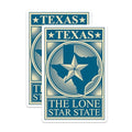 (2 Pack) Texas The Lone Star State Stickers - Vintage Texas Map Sticker - Retro Lone Star State Decal - 5" On Longest Side - Sticks to Smooth Flat Surfaces - Made in USA - BMCS6260