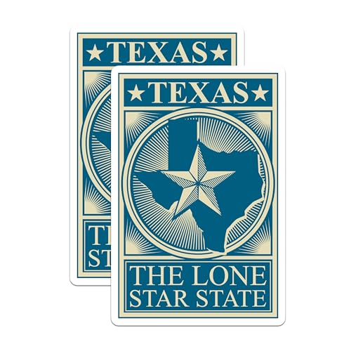 (2 Pack) Texas The Lone Star State Stickers - Vintage Texas Map Sticker - Retro Lone Star State Decal - 5" On Longest Side - Sticks to Smooth Flat Surfaces - Made in USA - BMCS6260