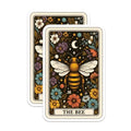 (2 Pack) Colorful Floral Bee Stickers - Nature-Inspired Insect Design - 5" On Longest Side - Sticks to Smooth Flat Surfaces - Made in USA - BMCS5355