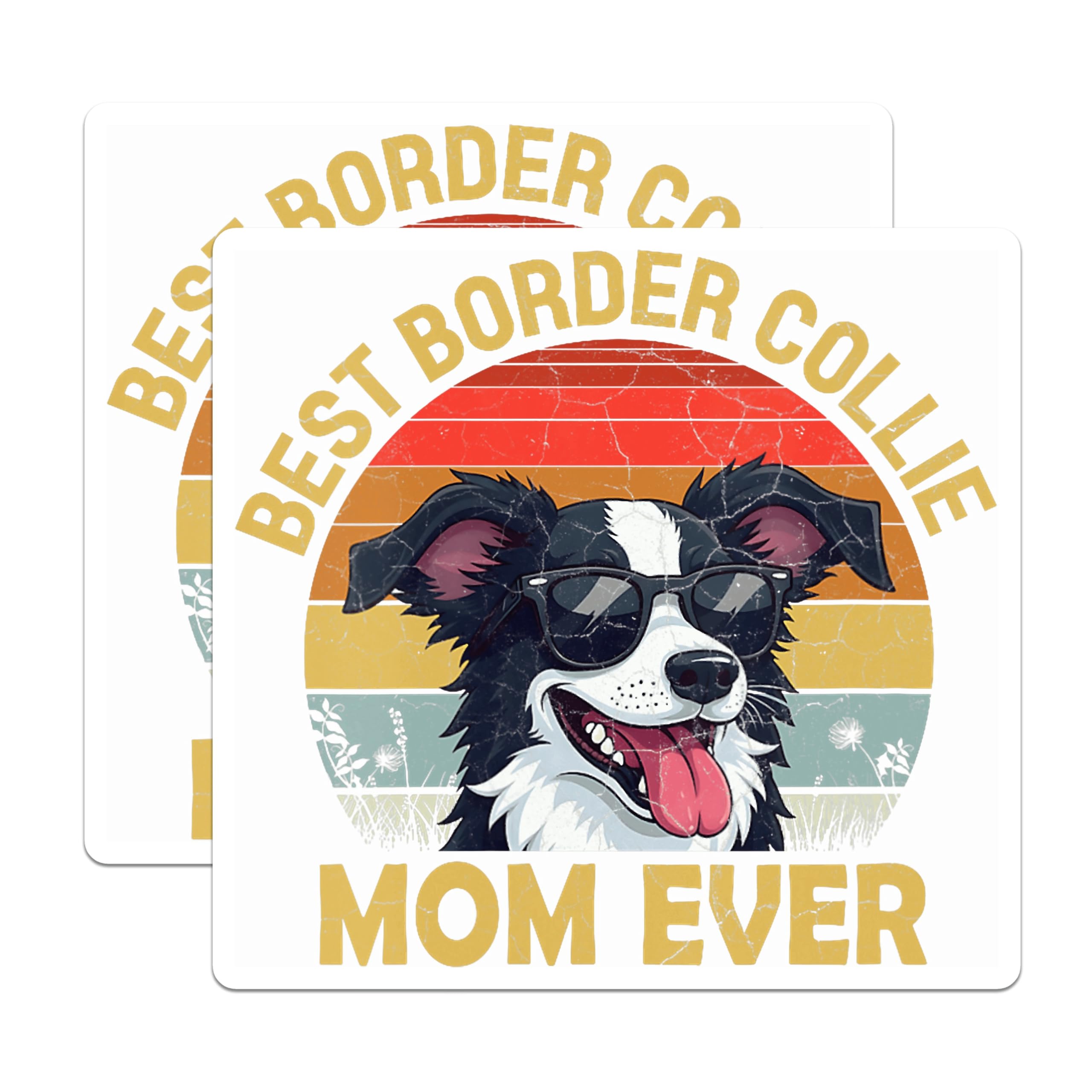 (2 Pack) Best Border Collie Mom Magnets - Funny Dog Owner Accents - Retro Pet Parent Decor - 5 Inches On Longest Side - Thick Durable Magnet - Made in USA - MAG24737