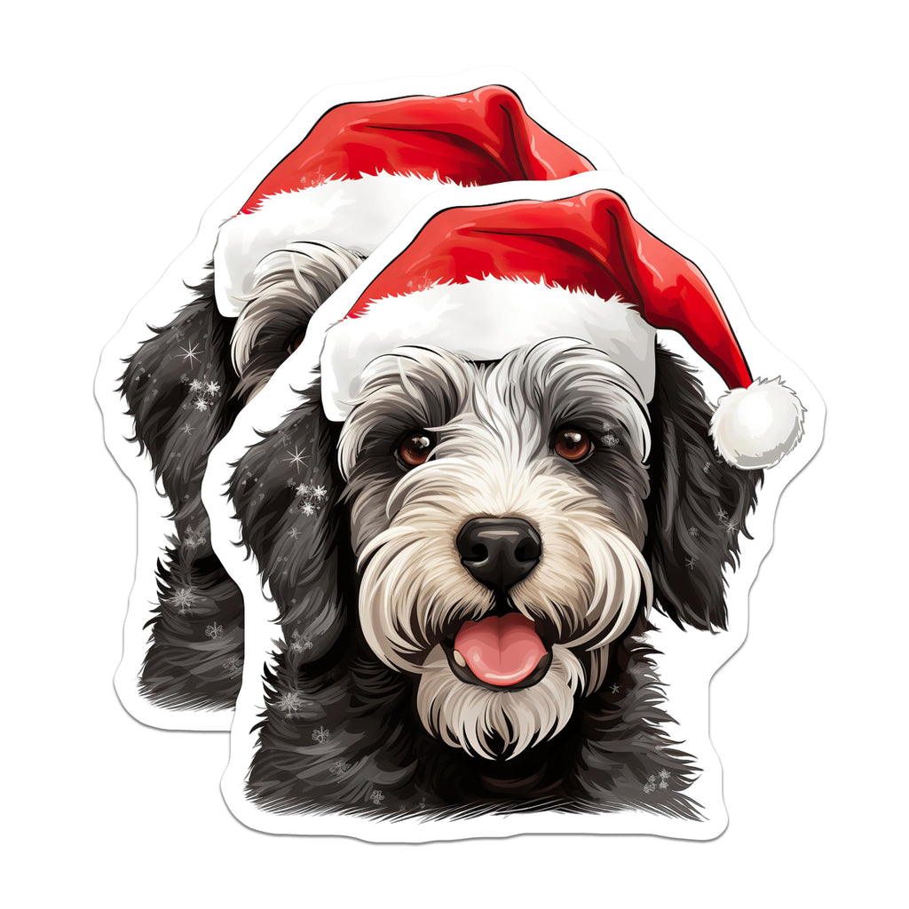 (2 Pack) Santa Dog Magnets - Christmas Puppy Fridge Decor - Holiday Pet Lover Decoration - 5 Inches On Longest Side - Thick Durable Magnet - Made in USA - MAG26141