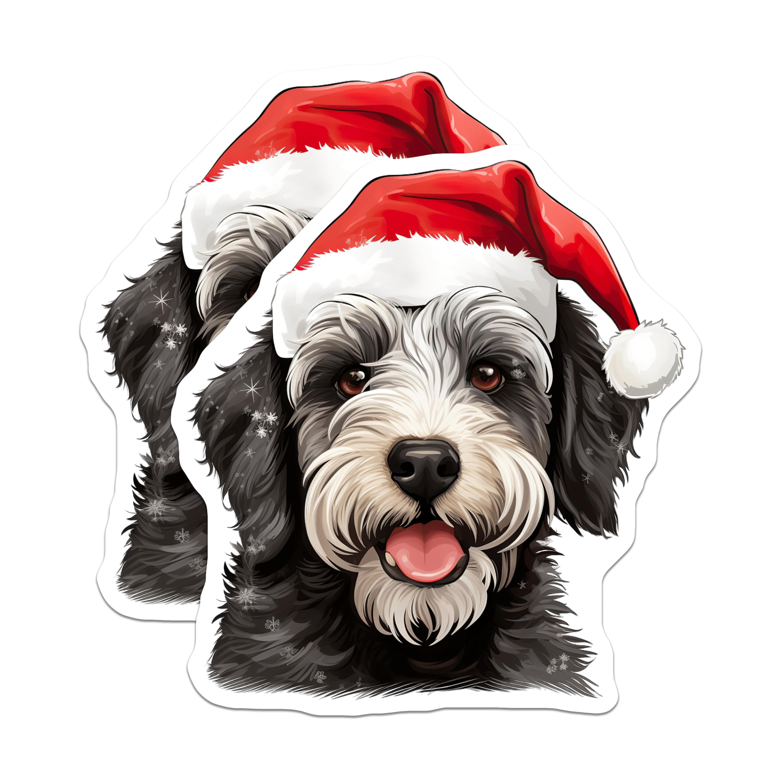 (2 Pack) Santa Dog Magnets - Christmas Puppy Fridge Decor - Holiday Pet Lover Decoration - 5 Inches On Longest Side - Thick Durable Magnet - Made in USA - MAG26141