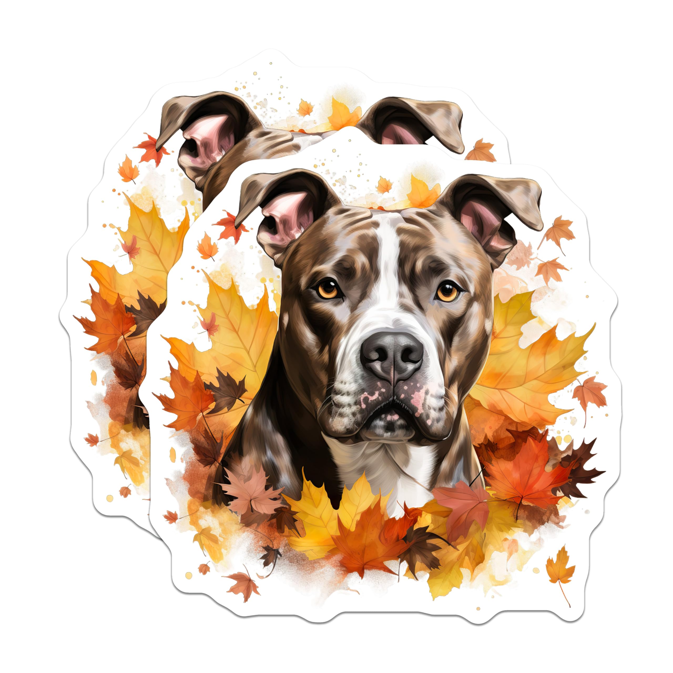 (2 Pack) Pitbull Magnets - Autumn Leaves Decor - Dog Mom Pet Lover Present - 5 Inches On Longest Side - Thick Durable Magnet - Made in USA - MAG25952