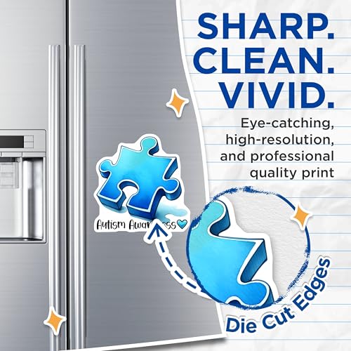(2 Pack) Autism Awareness Magnets - Puzzle Piece Design - Support Autism Awareness - 5" On Longest Side - for Cars, Fridges, Toolboxes - Made in USA - MAG8124
