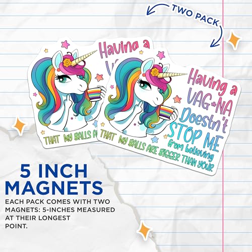 (2 Pack) Unicorn Quote Magnets - 5" On Longest Side - for Cars, Fridges, Toolboxes - Made in USA - MAG7805
