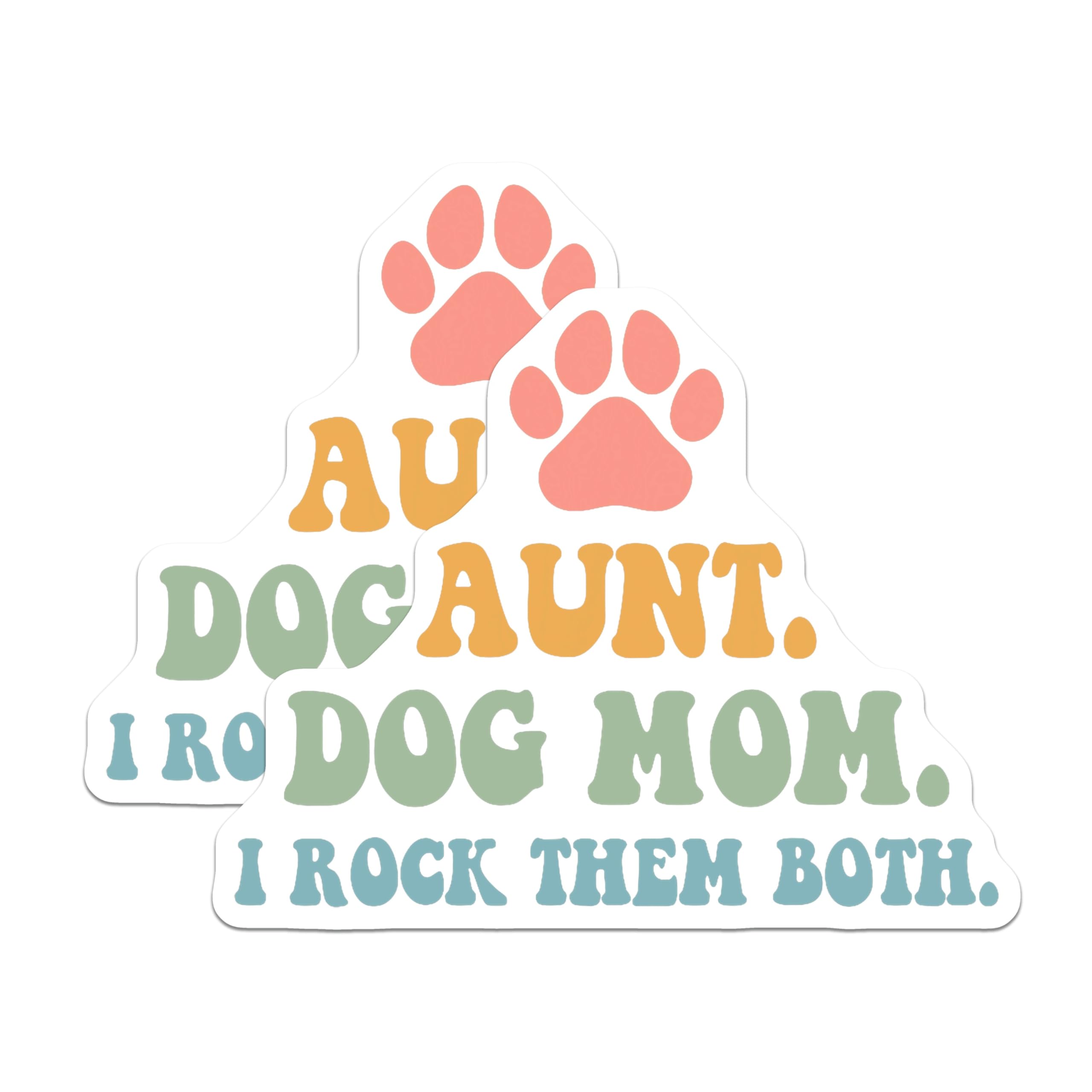 (2 Pack) Aunt Dog Mom Magnets - Groovy Dog Lover Fridge Decor - Proud Pet Parent Locker Accessory - 5 Inches On Longest Side - Thick Durable Magnet - Made in USA - MAG30868