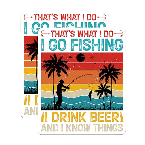 (2 Pack) That's What I Do Magnets - I Go Fishing - I Drink Beer - Funny Quote Magnets - Retro Style Magnets - 5" On Longest Side - for Cars, Fridges, Toolboxes - Made in USA - MAG4439