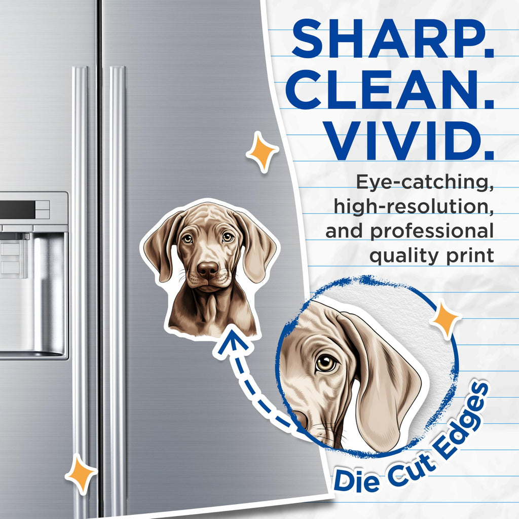 (2 Pack) Weimaraner Puppy Magnets - Dog Breed Decor - Pet Owner Accessory - 5 Inches On Longest Side - Thick Durable Magnet - Made in USA - MAG26492