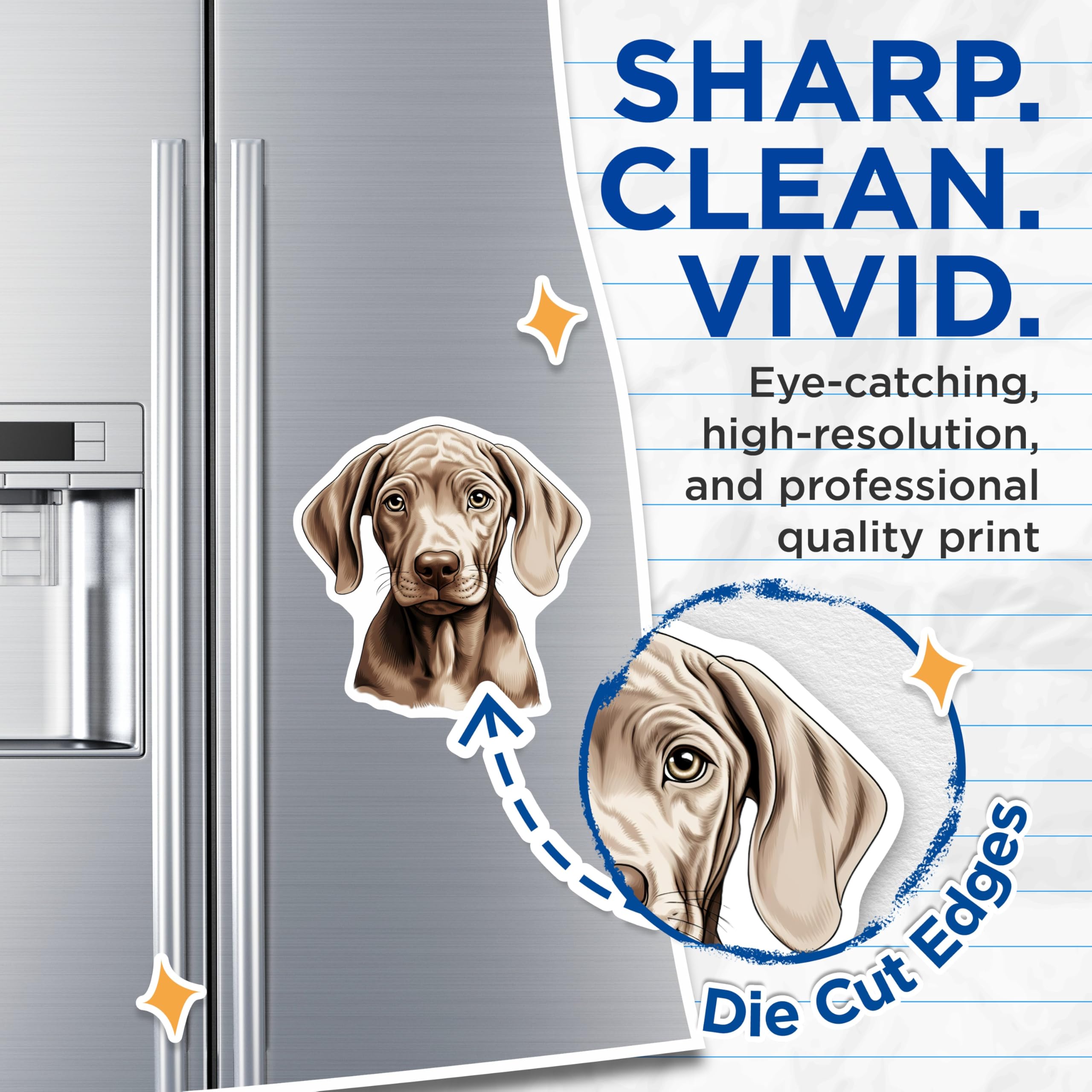 (2 Pack) Weimaraner Puppy Magnets - Dog Breed Decor - Pet Owner Accessory - 5 Inches On Longest Side - Thick Durable Magnet - Made in USA - MAG26492