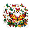 (2 Pack) Free-ish Since 1865 Stickers - Colorful Butterfly - Juneteenth Celebration - 5" On Longest Side - Sticks to Smooth Flat Surfaces - Made in USA - BMCS7357