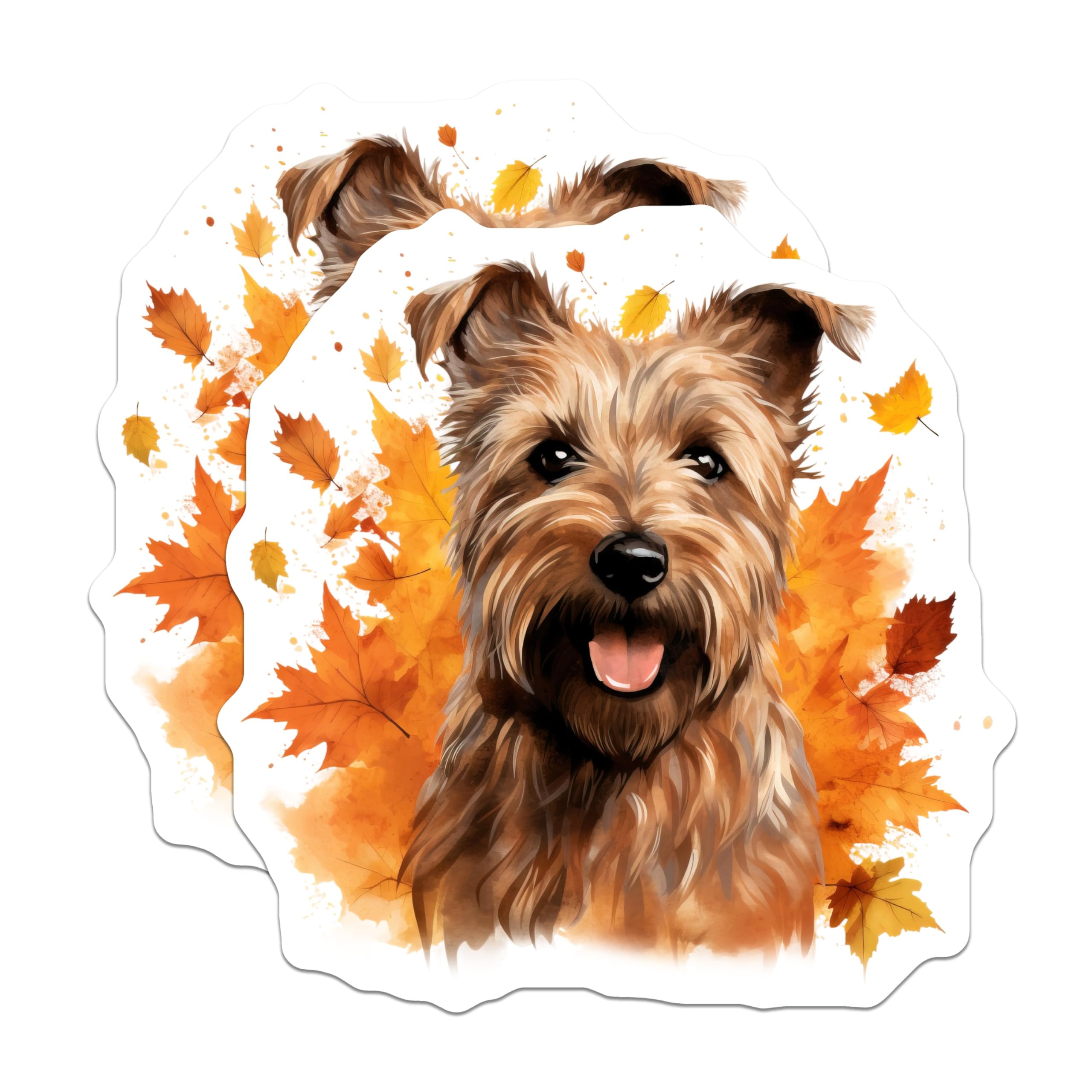 (2 Pack) Terrier Dog Magnets - Autumn Leaves Decor - Pet Lover Fridge Accent - 5 Inches On Longest Side - Thick Durable Magnet - Made in USA - MAG25123