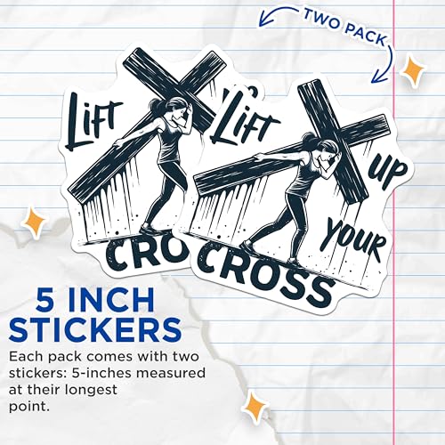 (2 Pack) Christian Faith Stickers - Inspirational Quote - Religious Decal - 5" On Longest Side - Sticks to Smooth Flat Surfaces - Made in USA - BMCS9648