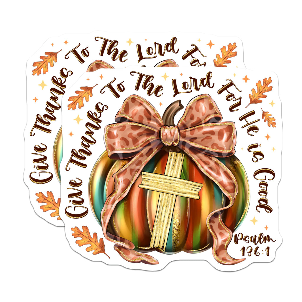 (2 Pack) Christian Thanksgiving Pumpkin Magnets - Scripture Verse Decor - Fall Faith Kitchen Accent - 5 Inches On Longest Side - Thick Durable Magnet - Made in USA - MAG27650