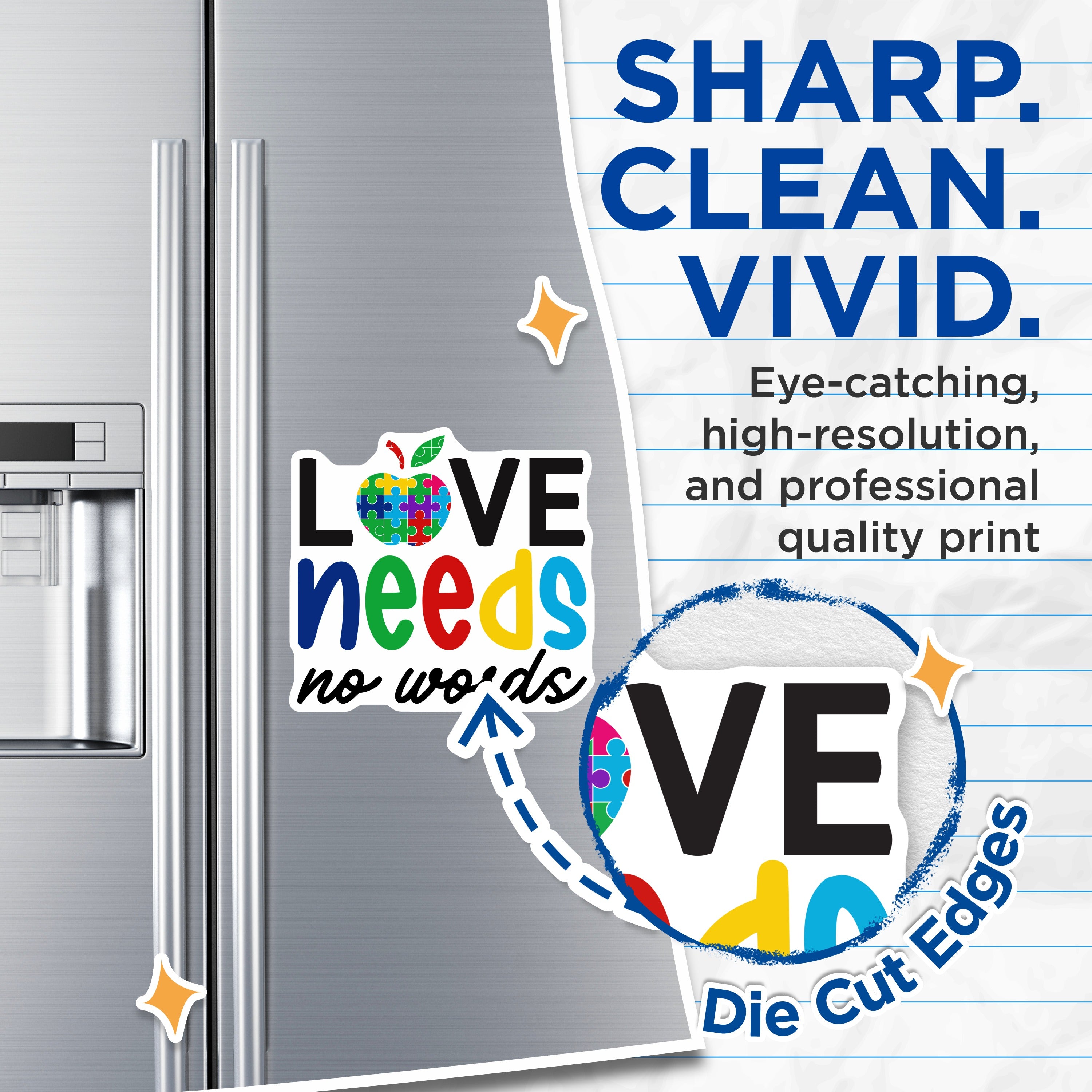 (2 Pack) Autism Awareness Magnets - Neurodiversity Puzzle Love - Special Needs Support - Inclusion Acceptance Advocacy Decor - 5 Inches On Longest Side - Thick Durable Magnet - Made in USA - MAG39680