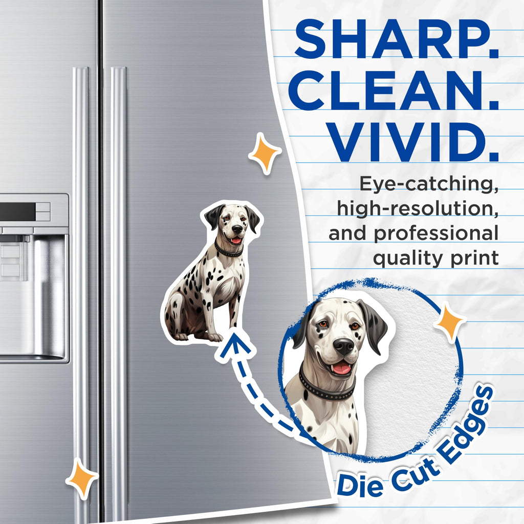 (2 Pack) Dalmatian Dog Magnets - Cute Dog Art Refrigerator Decor - Pet Owner Kitchen Accessories - Breed Lover Accent - 5 Inches On Longest Side - Thick Durable Magnet - Made in USA - MAG27000