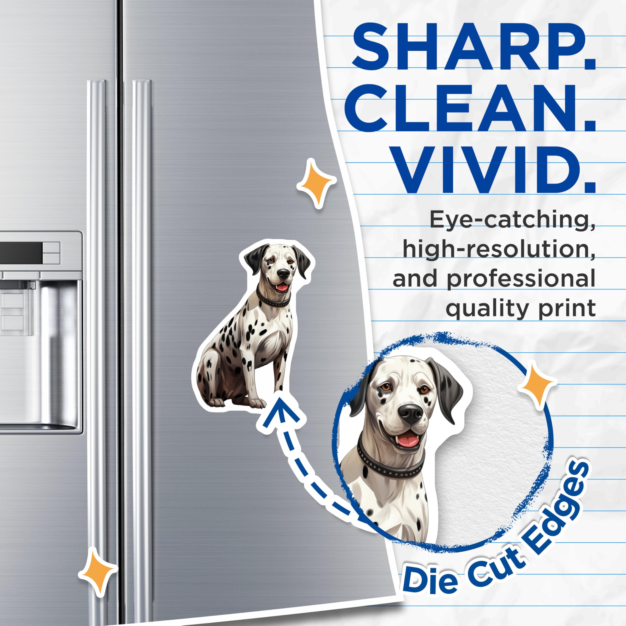 (2 Pack) Dalmatian Dog Magnets - Cute Dog Art Refrigerator Decor - Pet Owner Kitchen Accessories - Breed Lover Accent - 5 Inches On Longest Side - Thick Durable Magnet - Made in USA - MAG27000