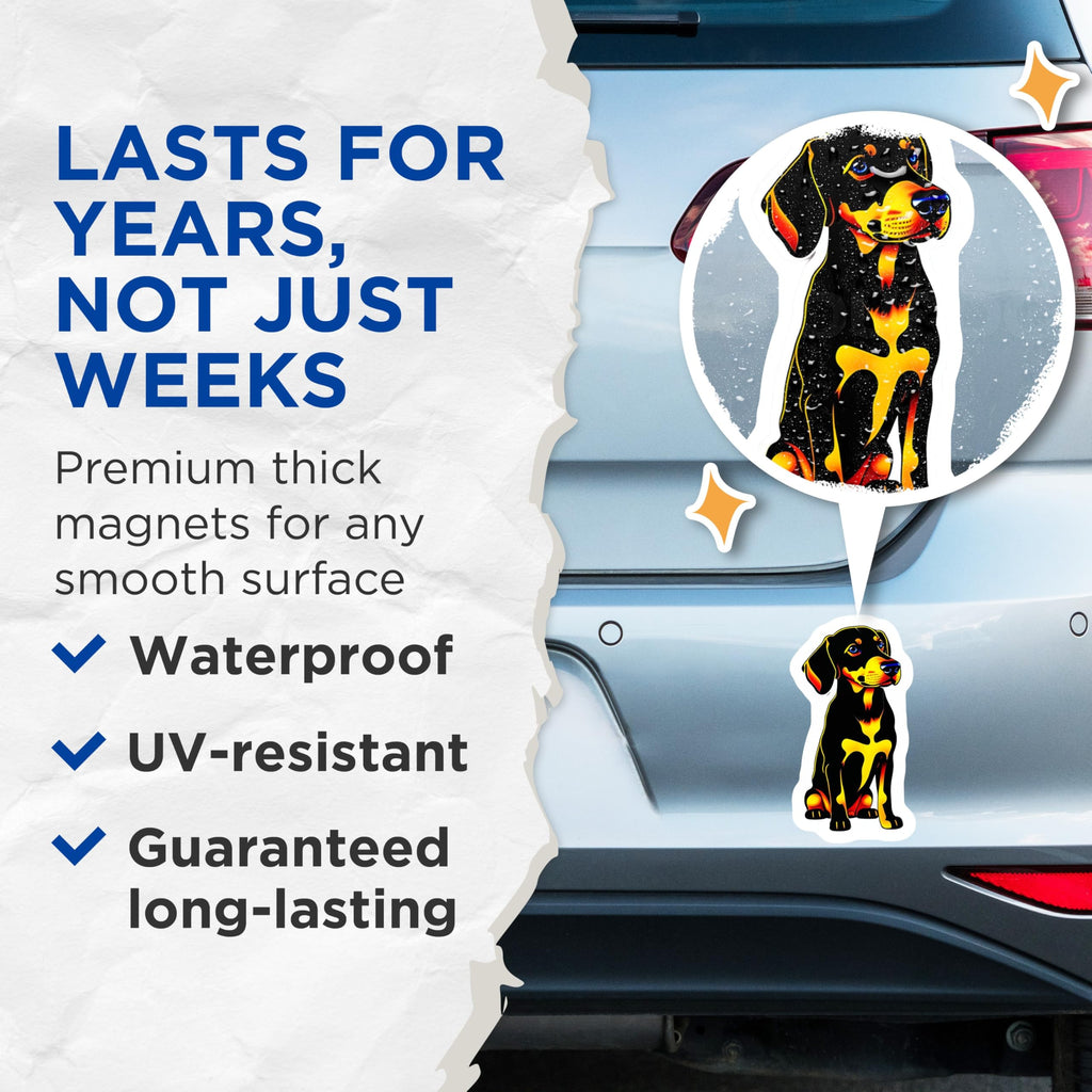 (2 Pack) Fiery Doberman Magnets - Vivid Canine Art Decor - Dynamic Animal Display for Dog Owners, Refrigerator Decor - 5 Inches On Longest Side - Thick Durable Magnet - Made in USA - MAG22708