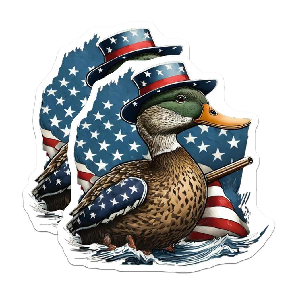 (2 Pack) Uncle Sam Duck Magnets - American Flag Wildlife Art - 4th of July Celebration Decor - 5 Inches On Longest Side - Thick Durable Magnet - Made in USA - MAG20420