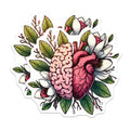 (2 Pack) Human Brain Heart Magnets - Anatomical Floral Botanical Art - Mind Emotion Balance Spiritual Decor - 5 Inches On Longest Side - Thick Durable Magnet - Made in USA - MAG20133